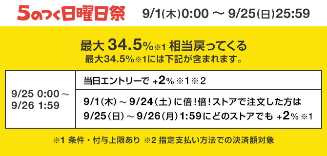 ヤフーショッピングの5のつく日曜日祭